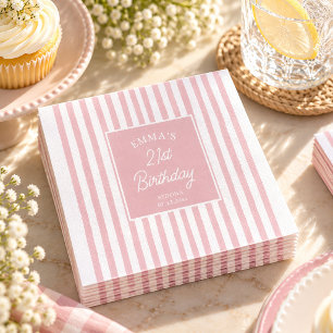 Roze Streep 21e Verjaardag Coastal Chic Servet