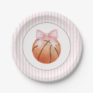 Roze Streep Basketbal  Papieren Bordje