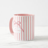 Roze Streep Boog Monogram Mok (Voorkant links)