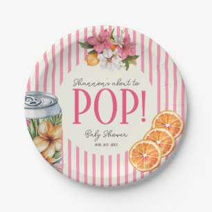 Roze Streep Citrus POP Baby Shower Borden Papieren Bordje