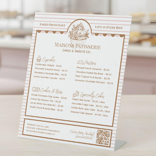 Roze Streep Cupcake Gebak Bakkerij Menu Prijslijst Reclamebord Met Voetstuk