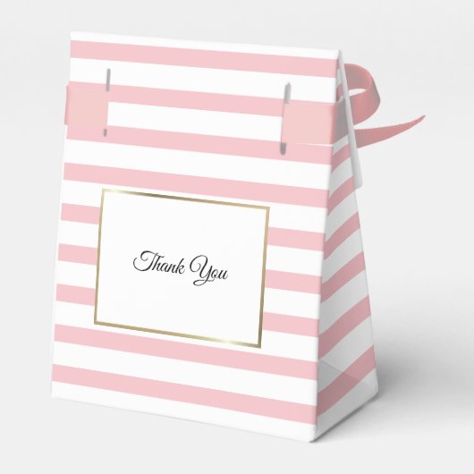 Roze streep Elegant Goud Eerste Heilige Communie Bedankdoosjes (Achterkant)