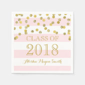 Roze Streep Gouden Confetti Klasse van 2018 Afstud Servetten (Voorkant)