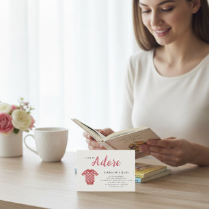 Roze streep Meisje Aanbidden Boek Verzoek Baby Sho Informatiekaartje