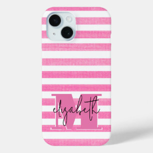 Roze Streep Monogrammed