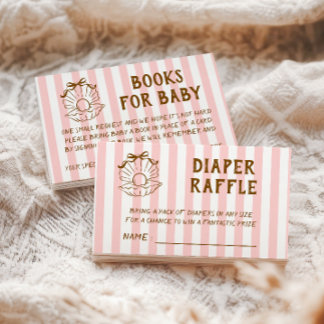 Roze Streep Schelp Baby Shower Boek Verzoek Informatiekaartje