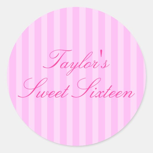 Roze Streep Sweet16 Sticker (Voorkant)