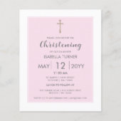 Roze streep | Uitnodiging doopbudget (Voorkant)