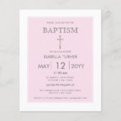 Roze streep | Uitnodiging voor de doop (Voorkant)