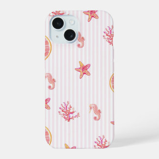 Roze Streep Zomer Marien Patroon iPhone 15 Hoesje