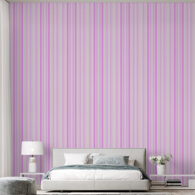 Roze streepbehang behang (Slaapkamer)
