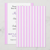 Roze Strepen Aangepaste Baby Shower Uitnodigingen (Voorkant / Achterkant)