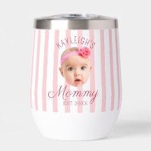 Roze Strepen Aangepaste Foto Geschenk Moeder Mam
