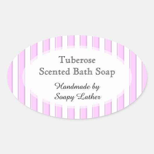 Roze strepen Aangepaste zeep of Recipe Sticker (Voorkant)