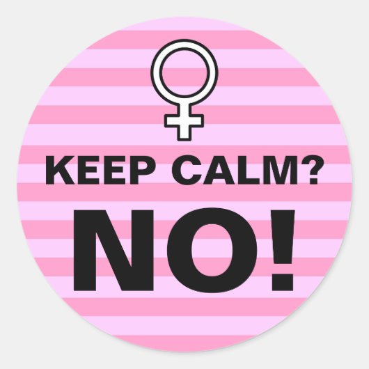 Roze strepen Blijf kalm Nee Ronde Sticker (Voorkant)