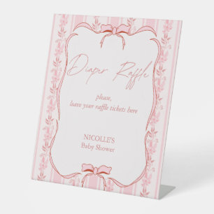 Roze strepen boog baby shower luier verloting teke reclamebord met voetstuk