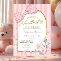 Roze Strepen Boog Coquette Liefje Baby Shower