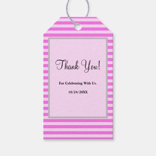 Roze Strepen Cadeau Labels Cadeaulabel (Voorkant)