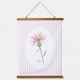 Roze strepen en aquarel wilde bloemenkunst in vint hangend wandkleed