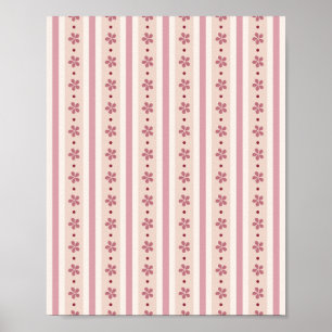 Roze Strepen En Bloemen Poster