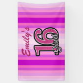 Roze strepen en glitter nummers spandoek (Verticaal)