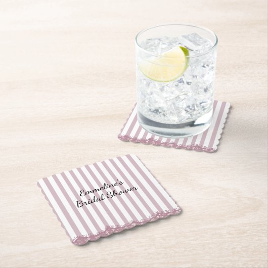 Roze Strepen en Kant Bruidsfeest Kartonnen Onderzetters (Insitu)