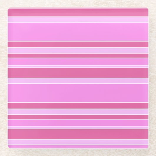 Roze strepen glazen onderzetter (Voorkant)