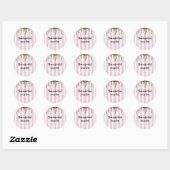 Roze Strepen Goud Faux Glitter Drip Suiker & Spice Ronde Sticker (Vel)