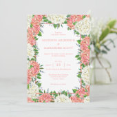 Roze Strepen Groene Tuintjes Roze Hortensia's Brui Kaart (Staand voorkant)
