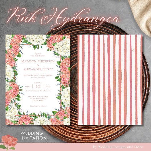 Roze Strepen Groene Tuintjes Roze Hortensia's Brui Kaart