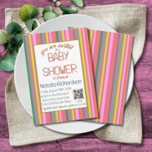Roze Strepen Kleurrijke Regenboog Moderne Baby Sho
