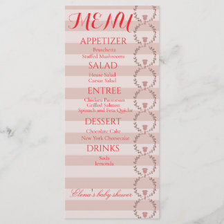 Roze Strepen Krans Baby Shower Menu