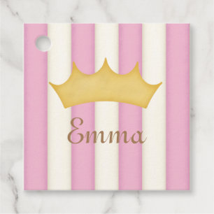Roze Strepen Kroon Monogram Persoonlijke Royal Bedankjes Labels
