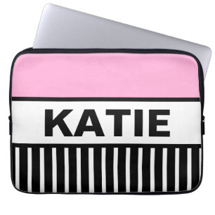Roze strepen laptop sleeve
