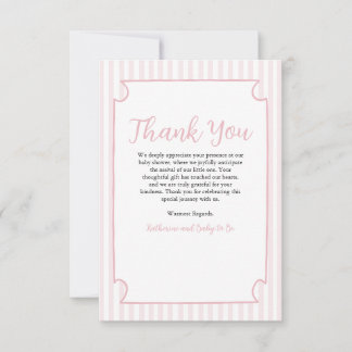 Roze Strepen Martini Glas Bedankt Kaart – Custom