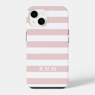Roze Strepen met Naam of Monogram Set 14 iPhone 14 Hoesje