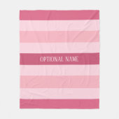 Roze Strepen met optionele aangepaste naam Fleece Deken (Voorkant)