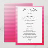 Roze Strepen Modern Trouwmenu Kaart (Voorkant / Achterkant)