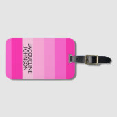 Roze Strepen Moderne & Vrouwelijke Monogramnaam Bagagelabel (Voorkant (horizontaal))