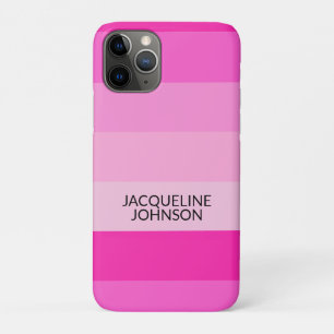 Roze Strepen Moderne & Vrouwelijke Monogramnaam iPhone 11 Pro Hoesje