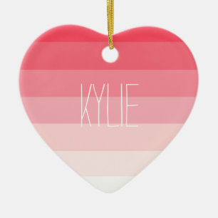 Roze Strepen Ombre Keramisch Ornament