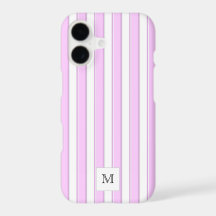 Roze Strepen op Witte Aangepaste Initiële Monogram