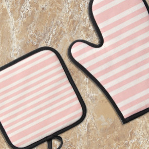 Roze strepen ovenwant & pannenlap set