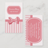 roze strepen Schattige Polka Dot Bow Boutique Visitekaartje (Voorkant / Achterkant)