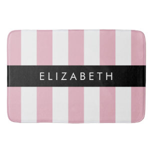 Roze strepen, streeppatroon, lijnen, Jouw naam Badmat