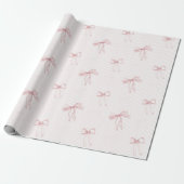 Roze Strepen Strikken Verjaardag Cadeaupapier (Uitgerold)