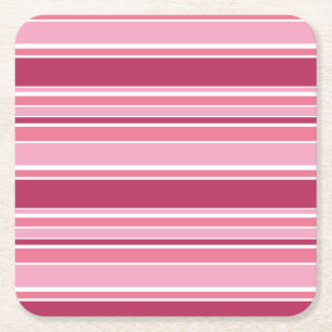 Roze strepen vierkante kartonnen onderzetter