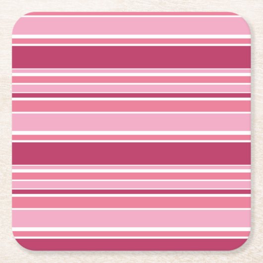 Roze strepen vierkante kartonnen onderzetter (Voorkant)