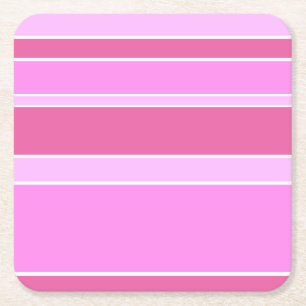Roze strepen vierkante kartonnen onderzetter