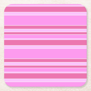 Roze strepen vierkante kartonnen onderzetter